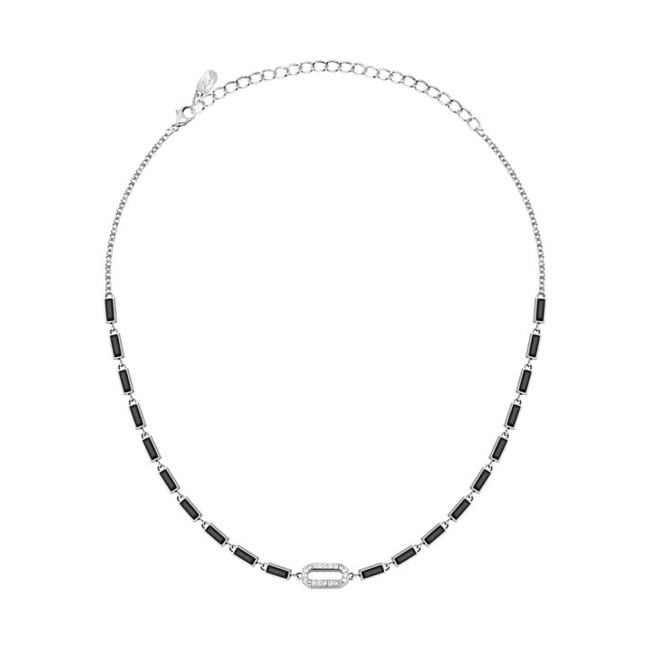 Фино сребристо колие Karl Lagerfeld Crystals с правоъгълни звена и дължина 35+10 см – KLAYC07