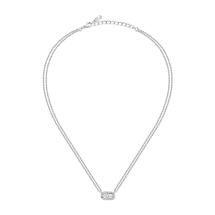 Фино сребристо колие Karl Lagerfeld Crystals с двойна верижка и дължина 40+5 см – KLAYC13