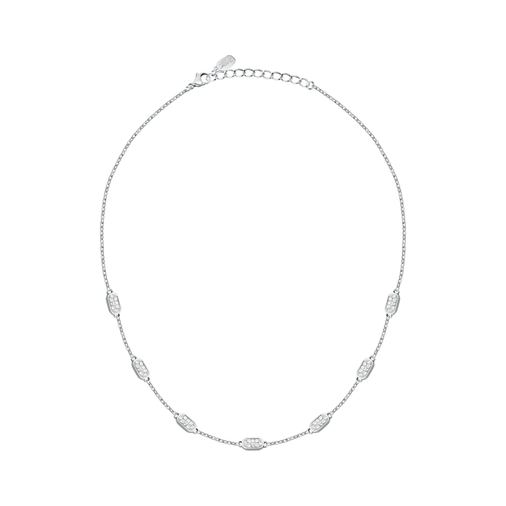 Фино сребристо колие с кристали Karl Lagerfeld Crystals с дължина 40+5 см – KLAYC63