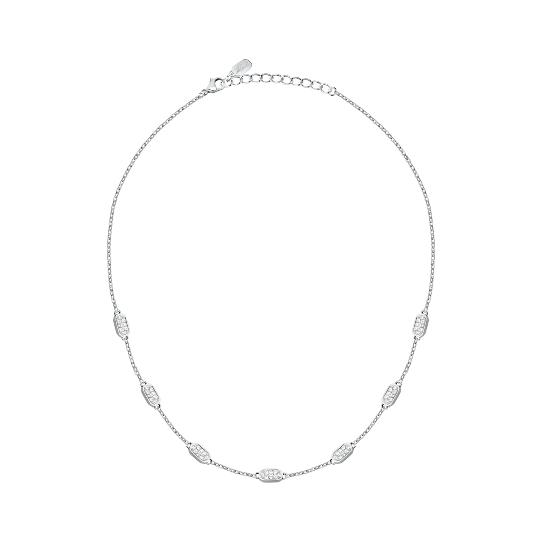 Фино сребристо колие с кристали Karl Lagerfeld Crystals с дължина 40+5 см – KLAYC63