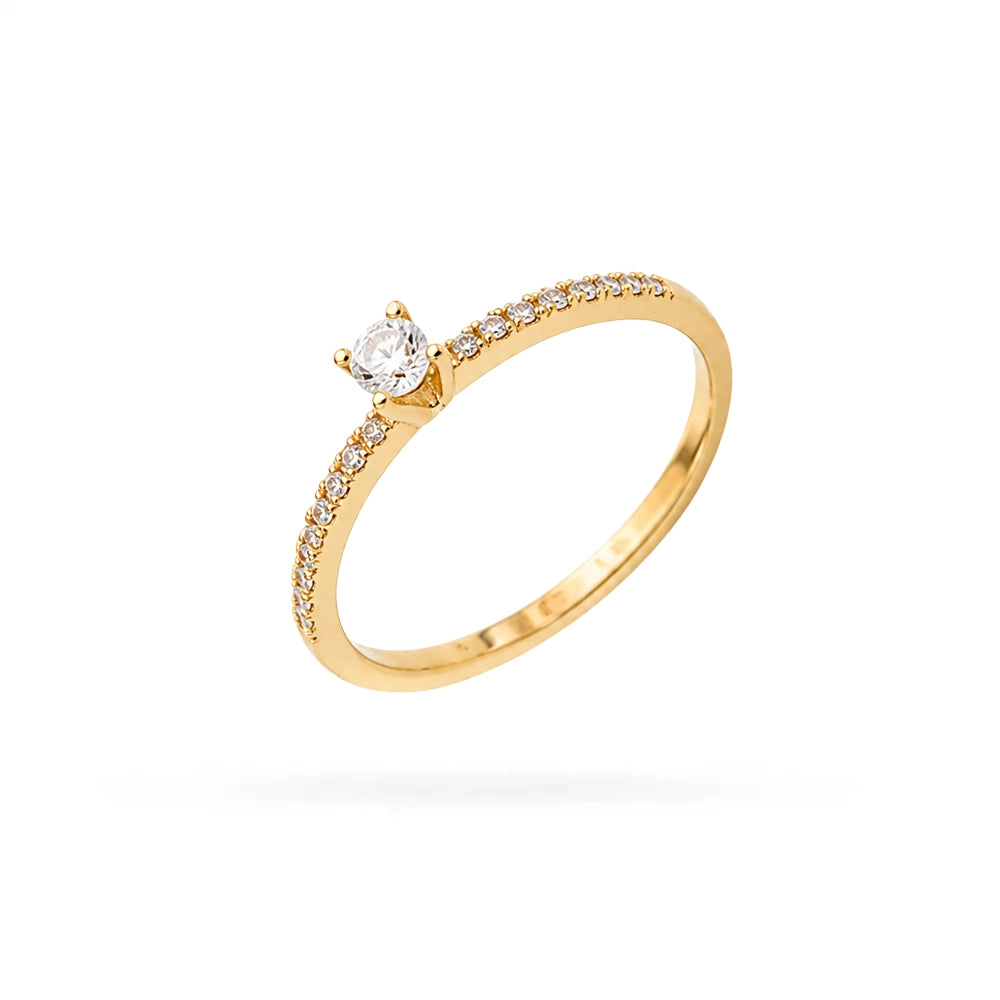 14K Gold Engagement Ring with Cubic Zirconia by Senso Gold, on a white background