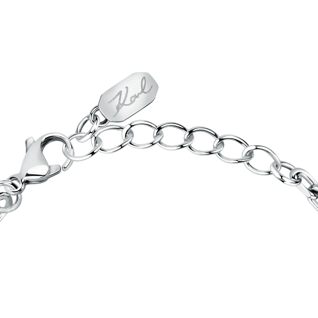 Гривна Karl Lagerfeld Crystals с плочка с надпис Karl и pavé бели кристали – дамски модел KLAYC34
