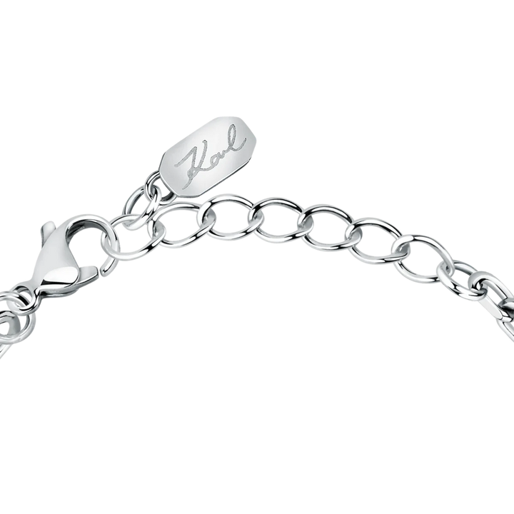 Гривна Karl Lagerfeld Crystals с плочка с надпис Karl и pavé бели кристали – дамски модел KLAYC34
