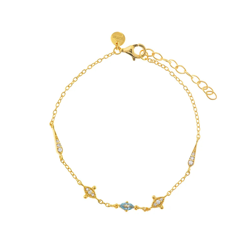 Гривна от сребро 925 със златно покритие с циркони и син топаз Salvatore Plata