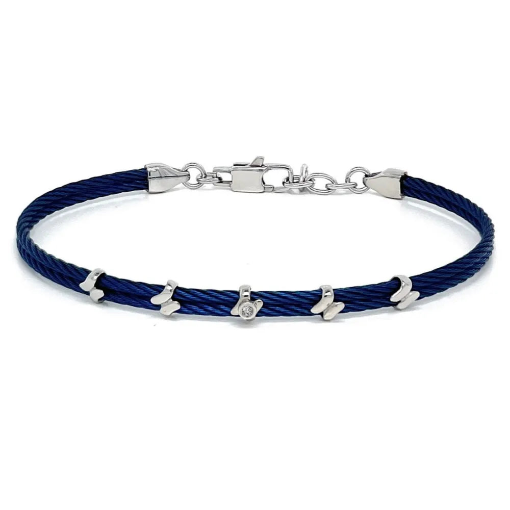 Мъжка гривна от стомана с естествен диамант 0,015 ct