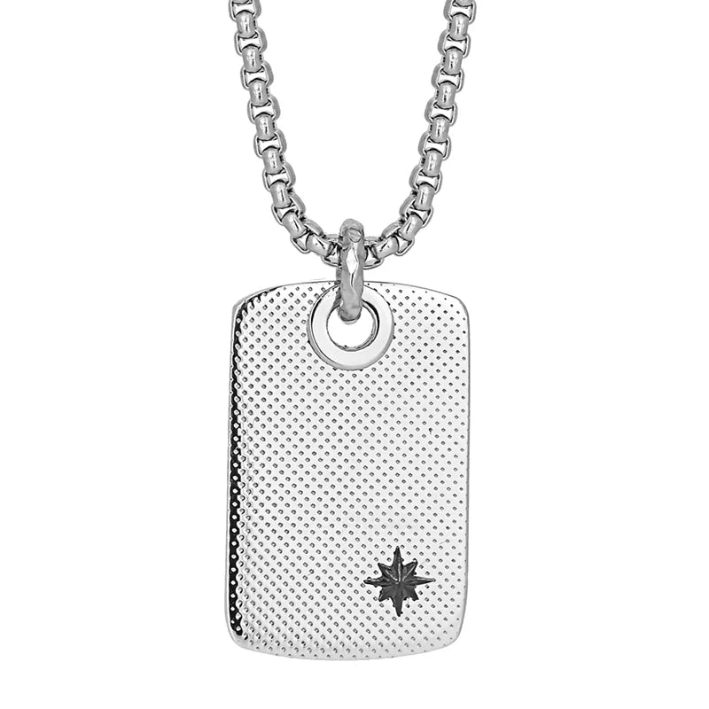 Мъжко колие от стомана с черна PVD полярна звезда