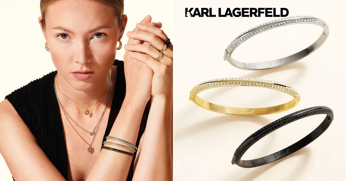 Дамски бижута Karl Lagerfeld – модел с колиета и гривни в три цвята.