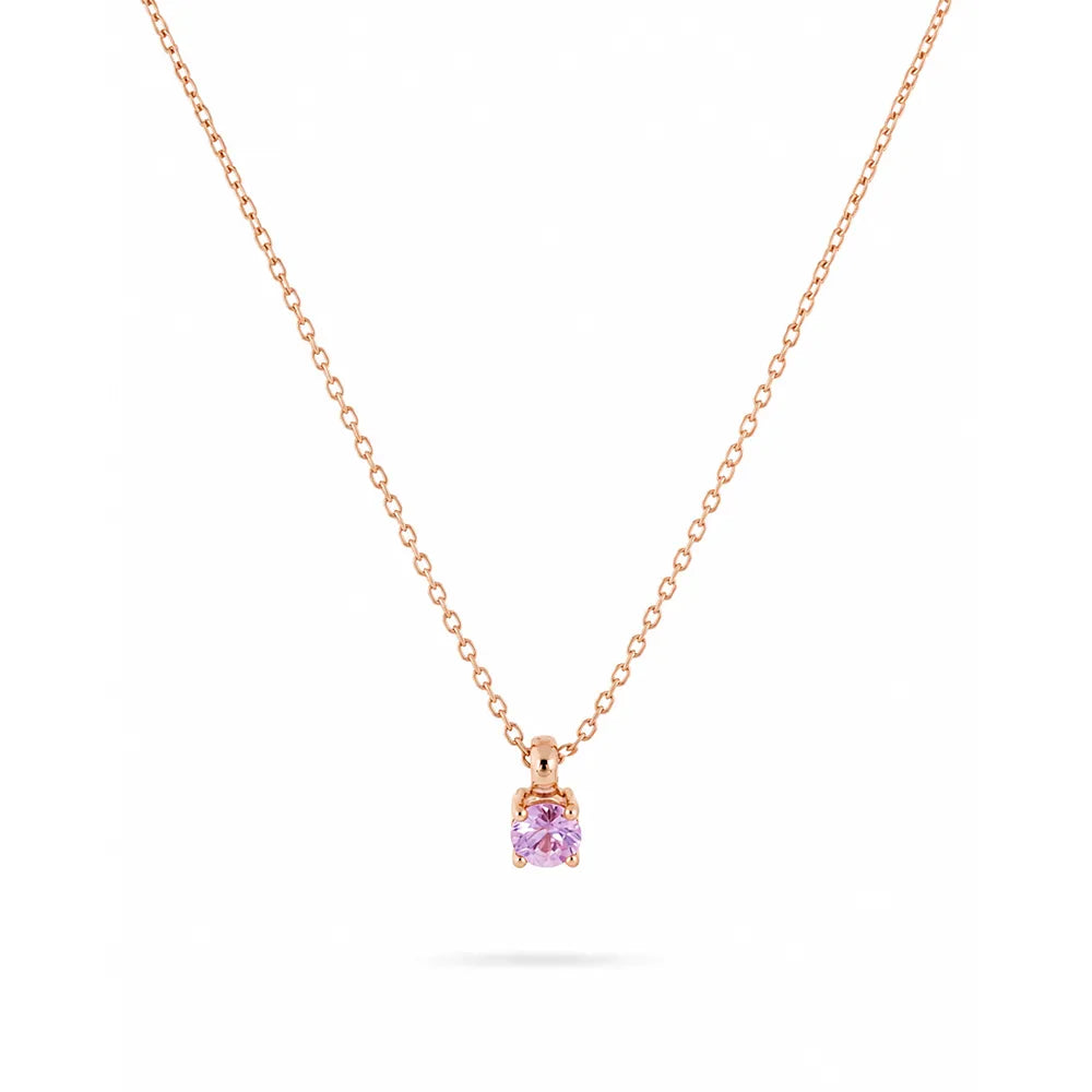 Колие Senso Diamonds от 14K розово злато със сапфир 0.10 ct на бял фон
