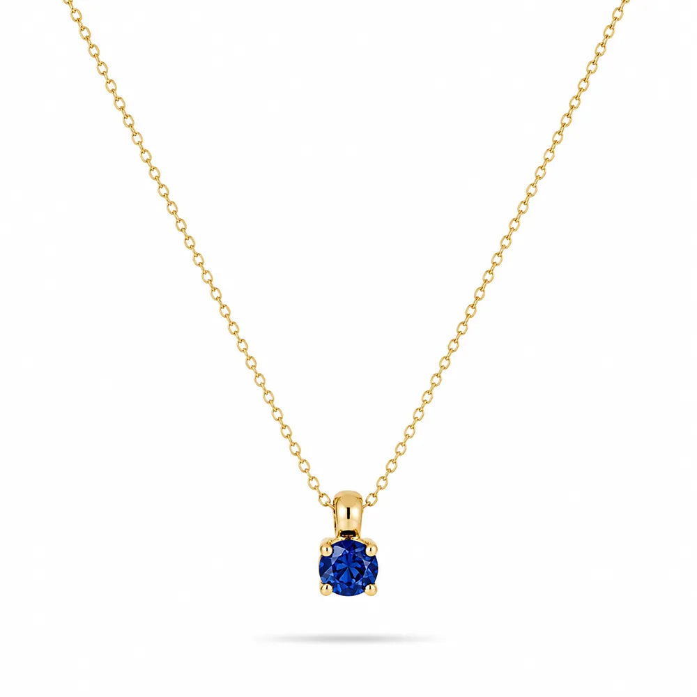 Колие Senso Diamonds от 14K жълто злато със син сапфир 0.11 ct на бял фон
