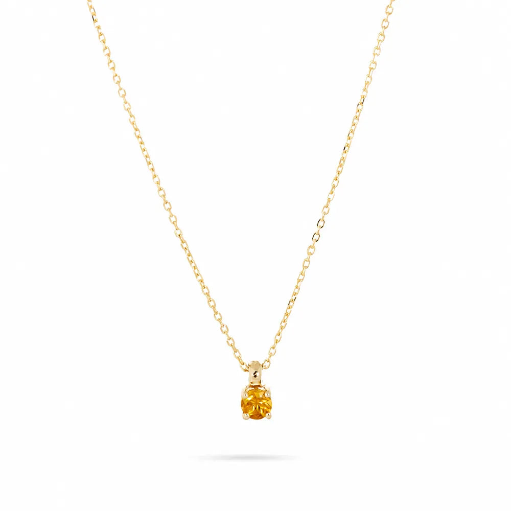 Колие Senso Diamonds от 14K жълто злато с цитрин 0.08 ct на бял фон
