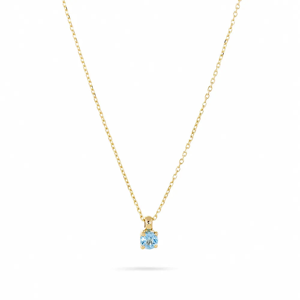 Колие Senso Diamonds от 14K жълто злато със син топаз 0.10 ct на бял фон
