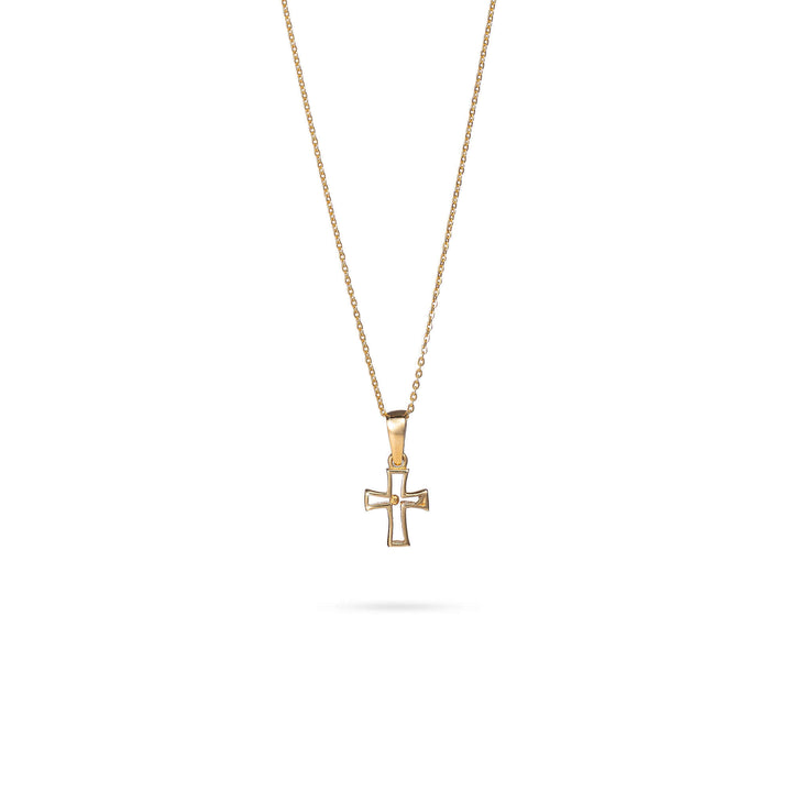 Златна колие с висулка кръстче 9мм.