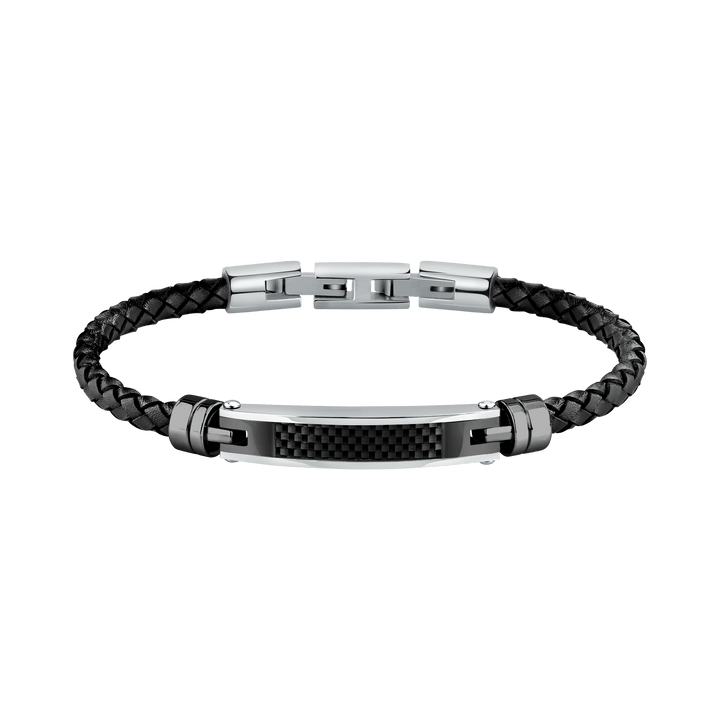 Стилна мъжка гривна от стомана и черна кожа от колекцията Morellato Moody. Изискан аксесоар за модерния мъж. SQH59
