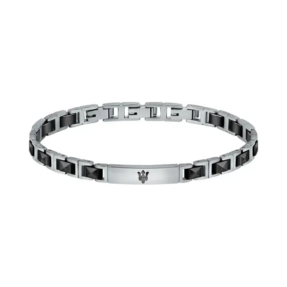 Мъжка стоманена гривна Maserati Ceramic, от стомана и керамика