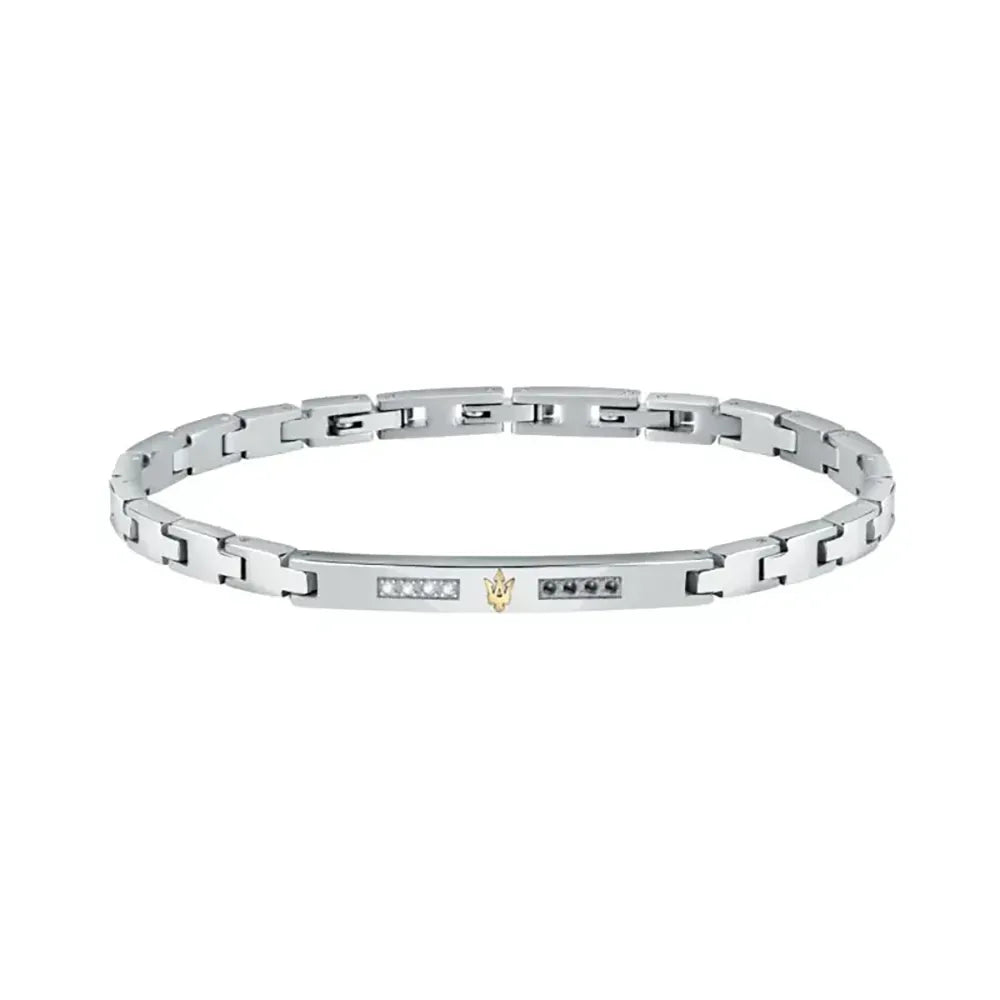 Мъжка стоманена гривна Maserati Diamonds със златно PVD покритие и диаманти