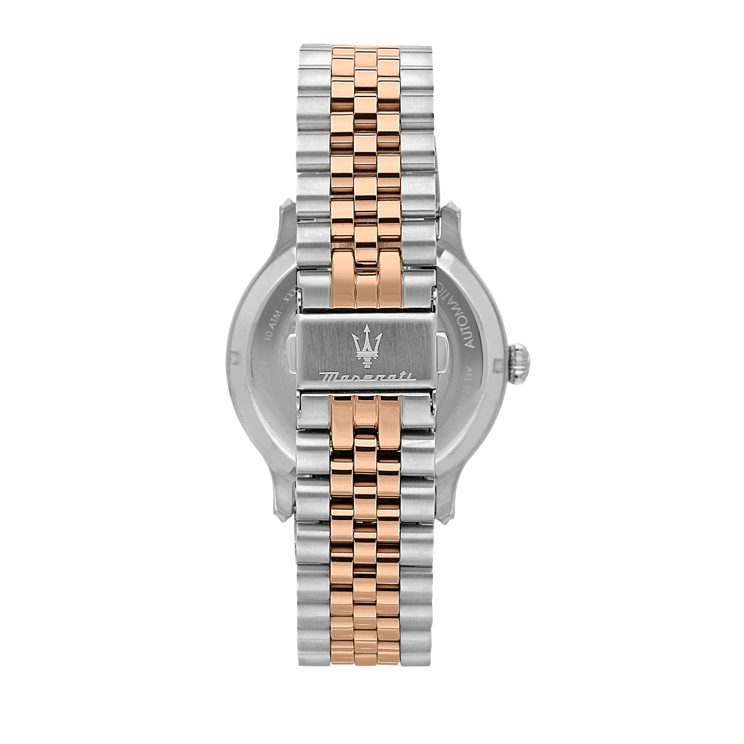 Мъжки часовник от стомана с розово златно PVD покритие.