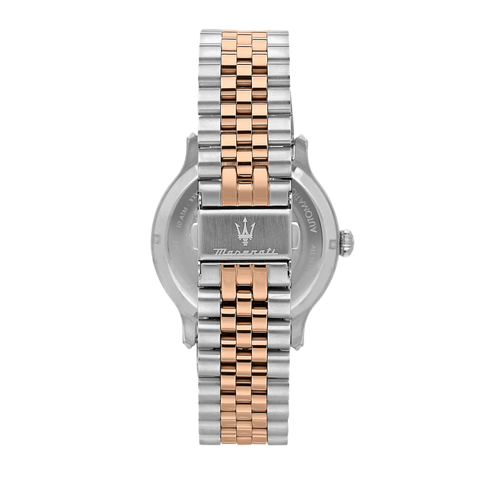 Мъжки часовник от стомана с розово златно PVD покритие.