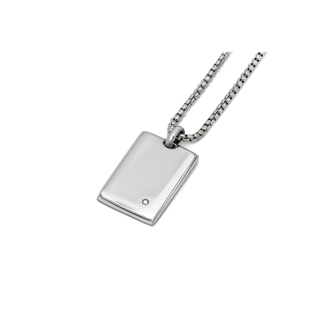 Мъжко колие H2on с пендант медальон от неръждаема стомана 316L и естествен диамант – модел HO050-ME