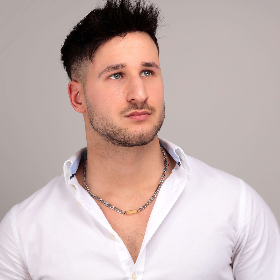 Стилно мъжко колие, изработено от стомана. Дължина 45 см+5 см. SATX02. 