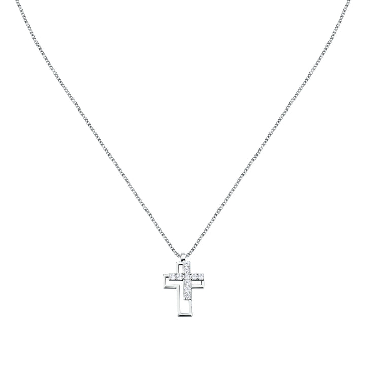 Стилно мъжко колие с кръст, изработено от сребро 925 с родиево покритие. Идеален подарък за него. SATT21