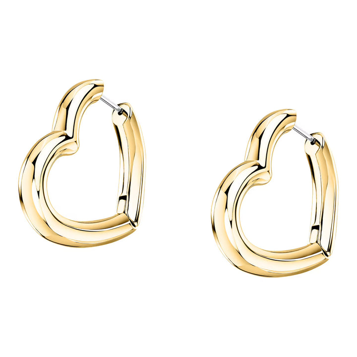 Обеци сърца от стомана със златно PVD покритие Morellato Creole, 27 мм