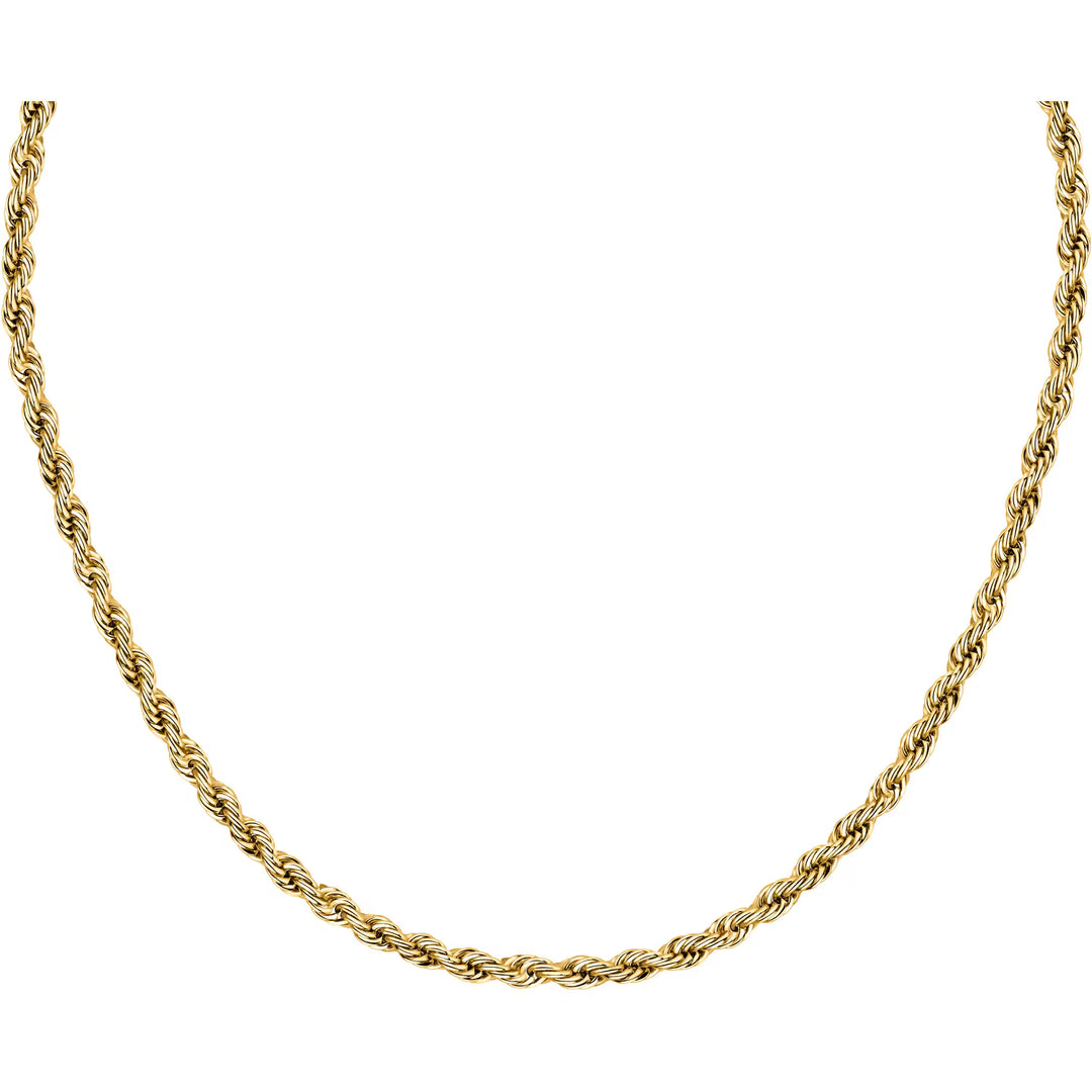 стомана със златно PVD, колие Intrecci, Morellato, на син/студиен фон