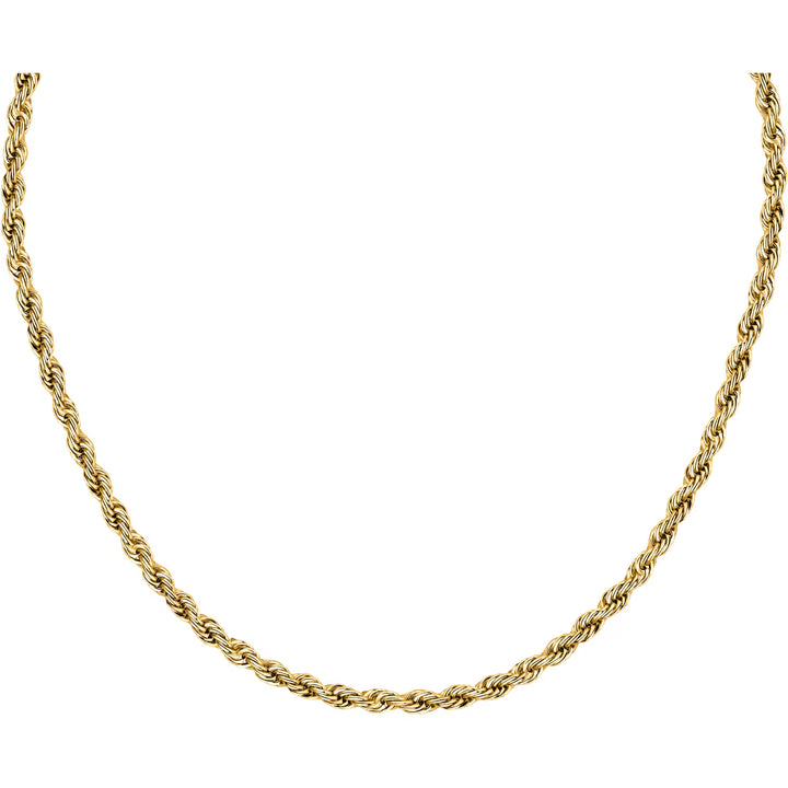 стомана със златно PVD, колие Intrecci, Morellato, на син/студиен фон