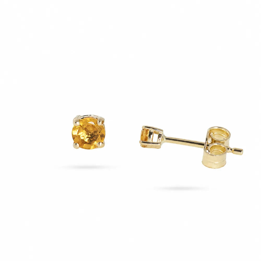 Обеци Senso Diamonds от 14K жълто злато с цитрин 0.16 ct на бял фон
