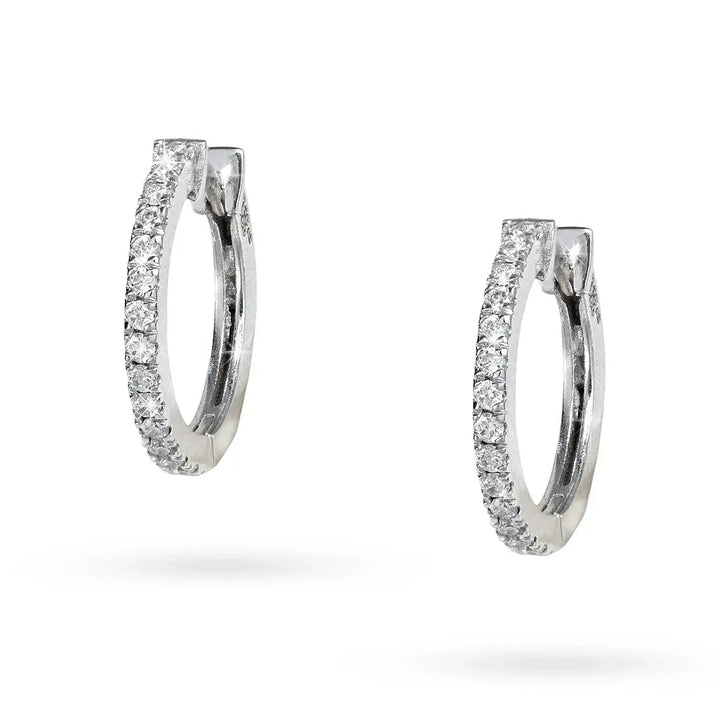 Обеци халки от бяло злато с диаманти и размер 13 мм