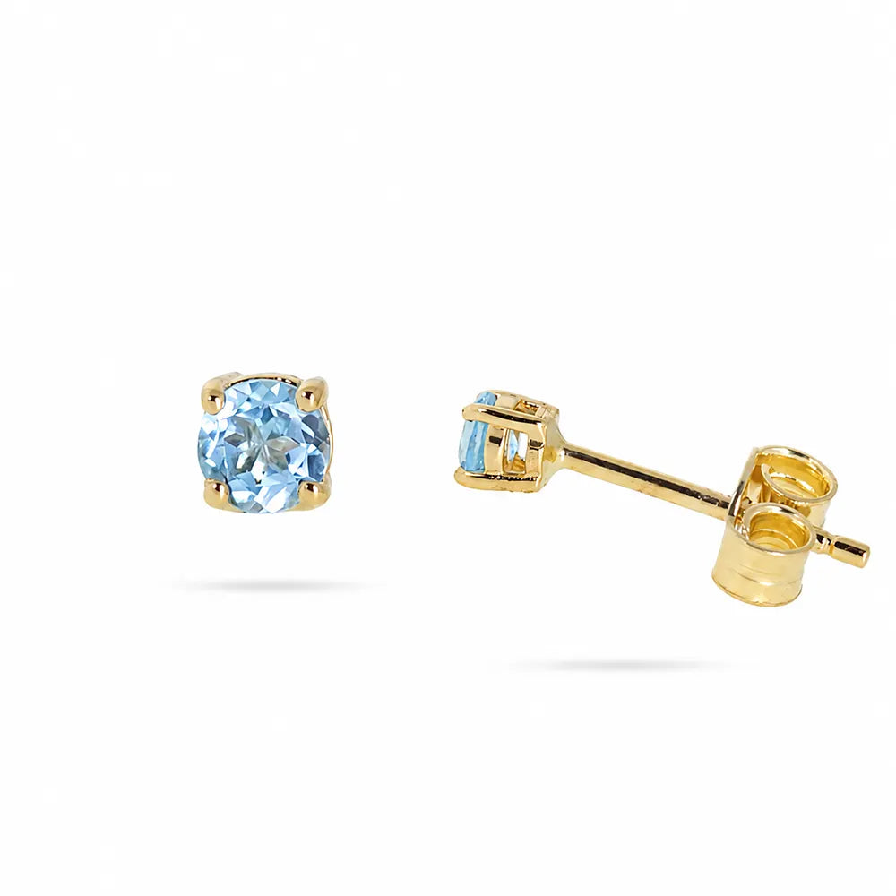 Обеци Senso Diamonds от 14K жълто злато със син топаз 0.21 ct на бял фон
