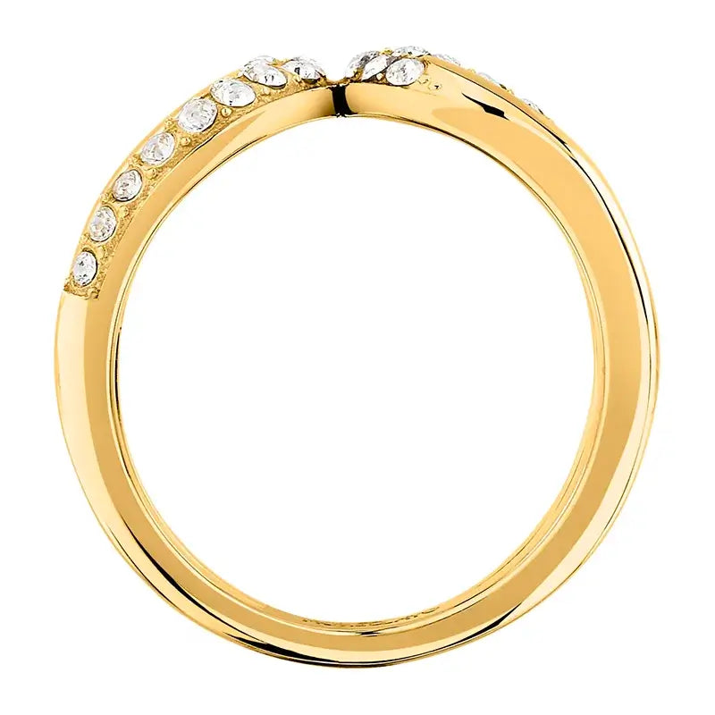 Страничен профил на позлатения пръстен – разделена в горната зона шина.