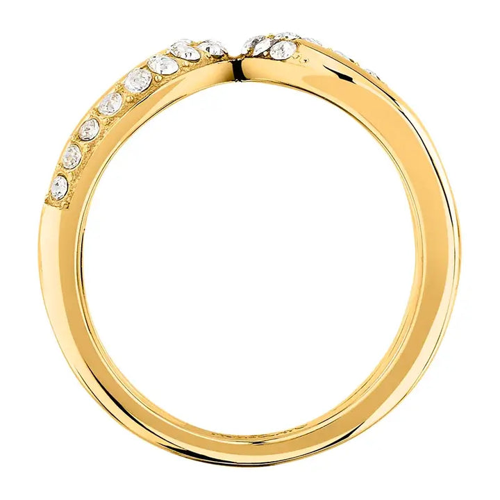 Страничен профил на позлатения пръстен – разделена в горната зона шина.