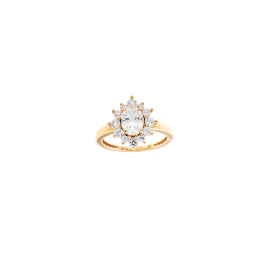 Gold-plated silver white CZ halo ring Salvatore Plata