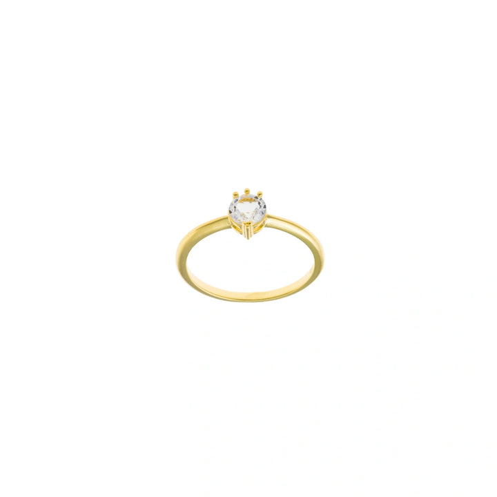 Gold-plated silver solitaire ring with white CZ Salvatore Plata