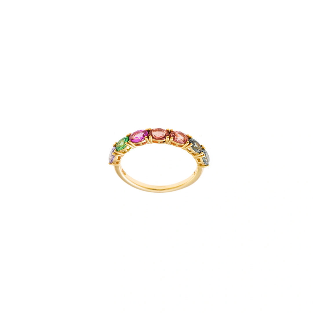 Gold-plated silver ring with multicoloured CZ Salvatore Plata