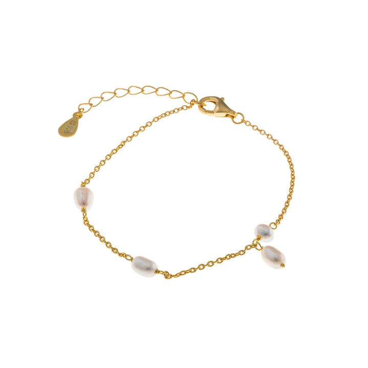 Gold-plated silver bracelet with round and oval pearls Salvatore Plata
