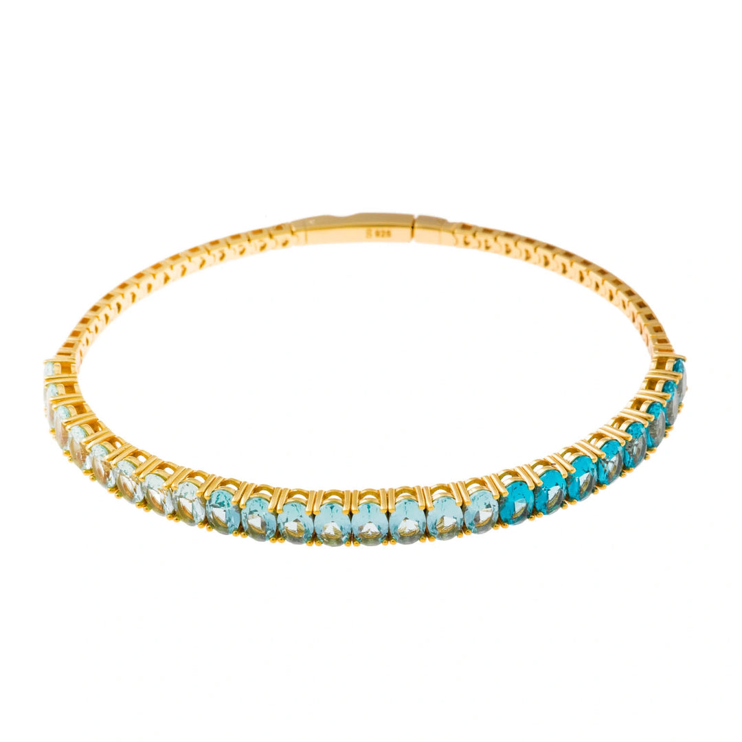 Gold-plated silver bangle with green CZ Salvatore Plata