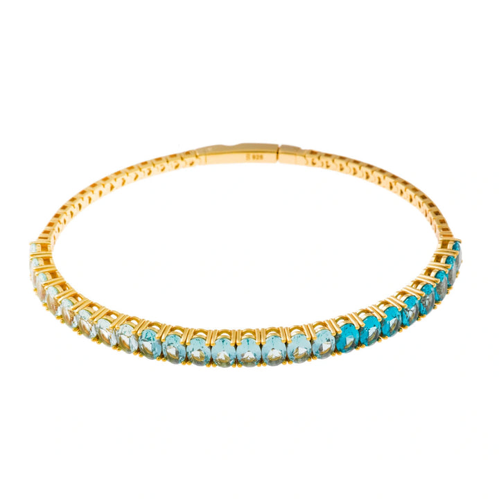 Gold-plated silver bangle with green CZ Salvatore Plata