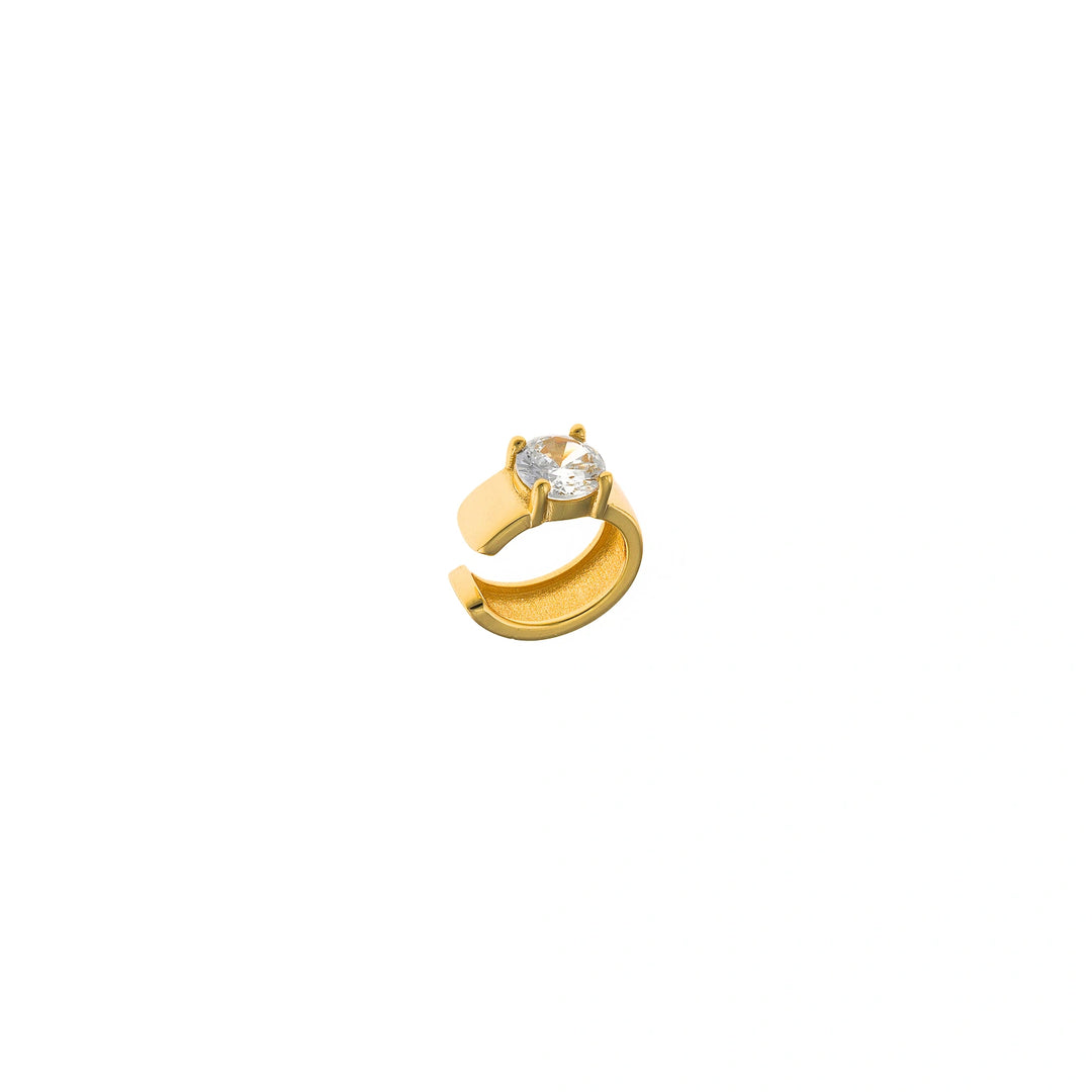 Gold-plated silver ear cuff with white CZ Salvatore Plata