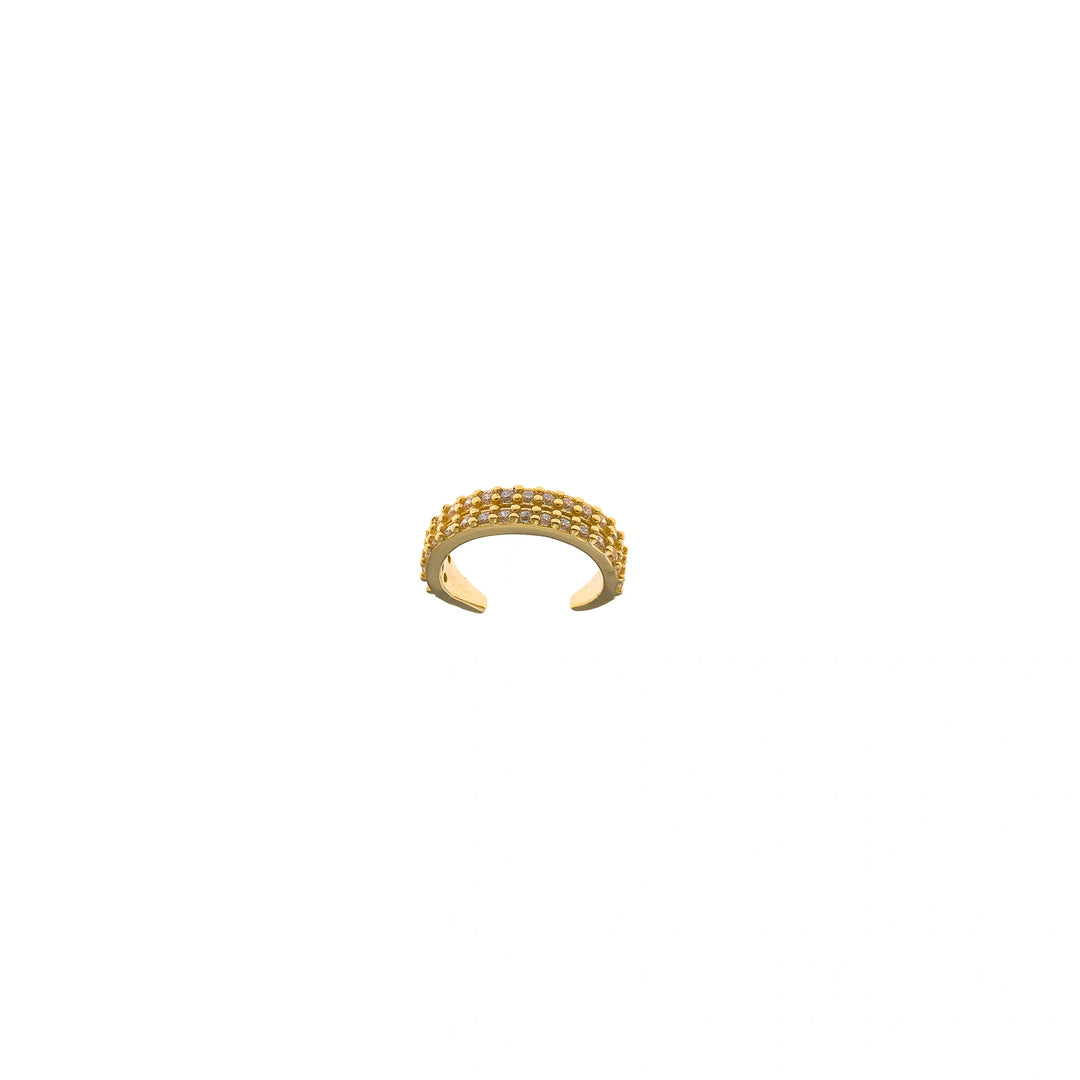 Gold-plated silver ear cuff with rows of CZ Salvatore Plata