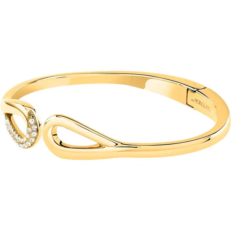 Позлатена гривна bangle – изглед отзад със скрита панта, огледален блясък.