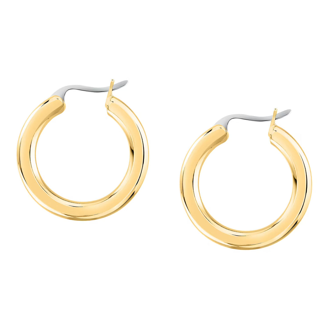 Единична позлатена халка 2 см, стомана със златно PVD, детайл на формата, SAUP33.