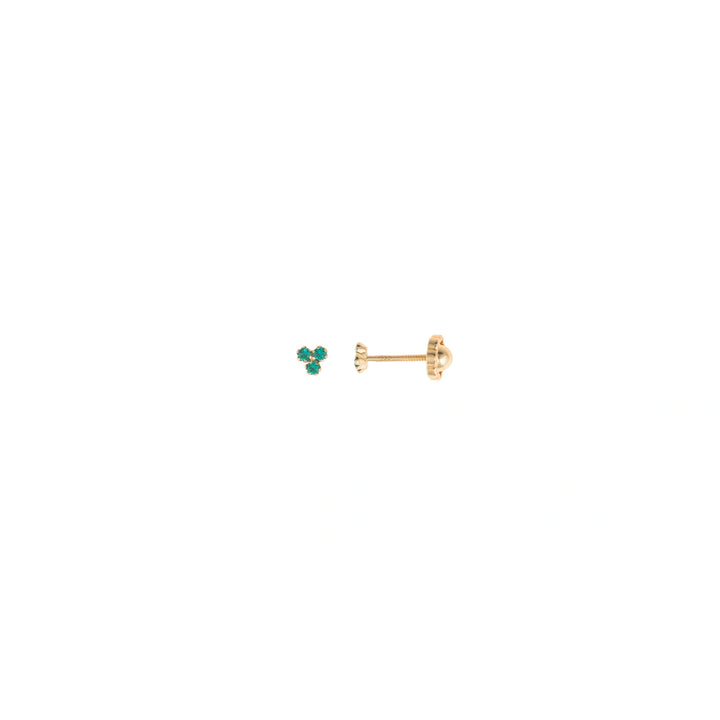 Children’s gold-plated silver clover mini studs with three emeralds Salvatore Plata