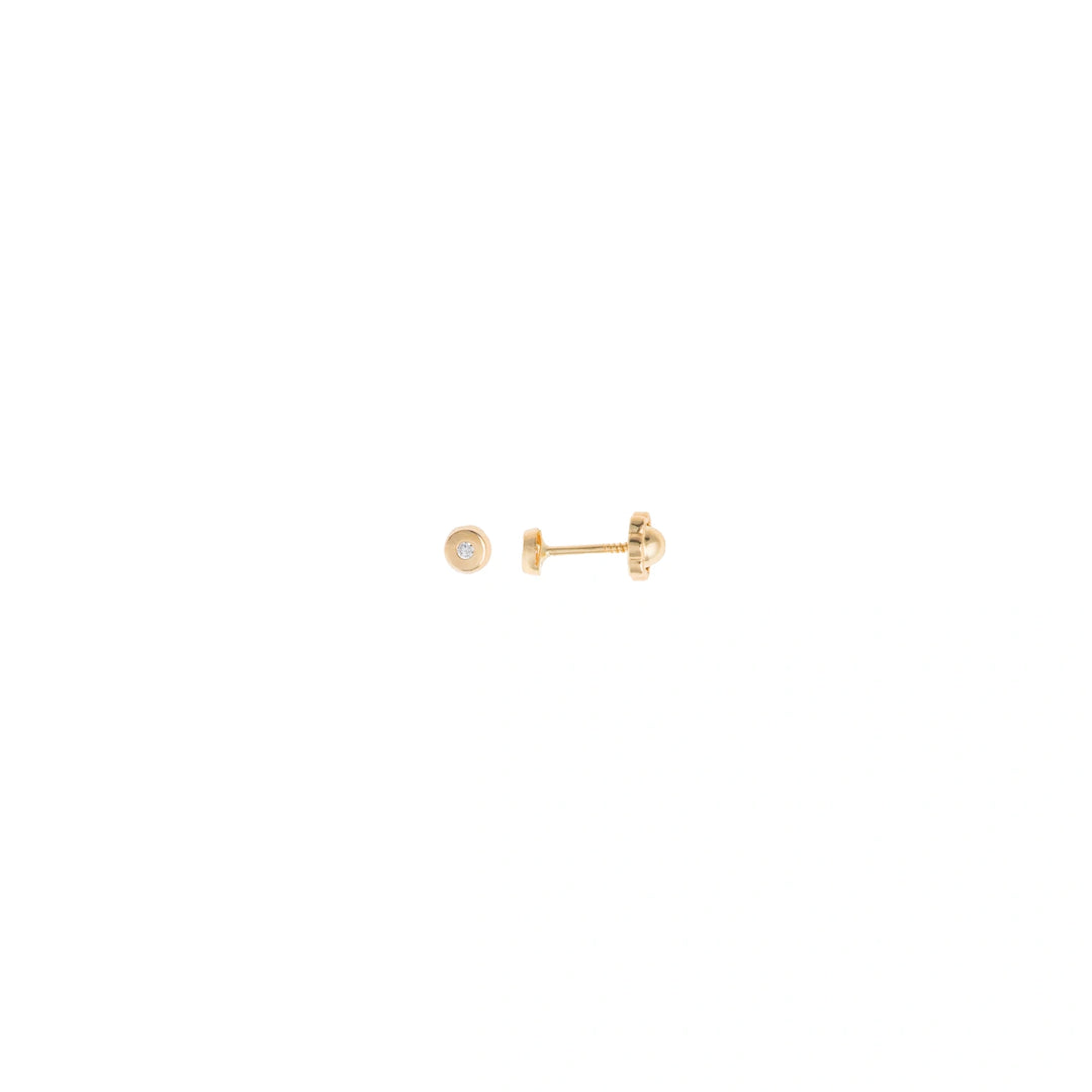 Children’s gold-plated silver mini studs with bezel-set diamond Salvatore Plata