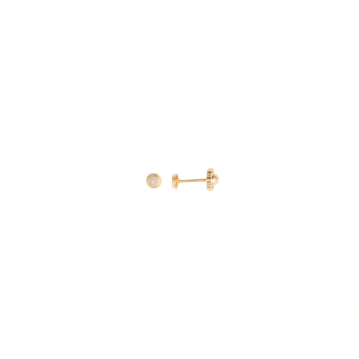 Children’s gold-plated silver mini studs with bezel-set diamond Salvatore Plata