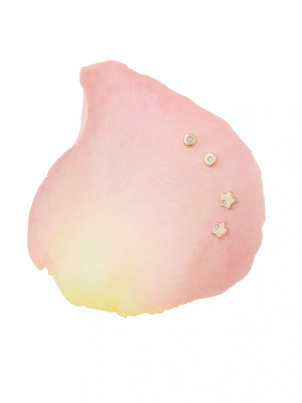 Children’s gold-plated silver mini studs with bezel-set diamond Salvatore Plata — jewellery composition