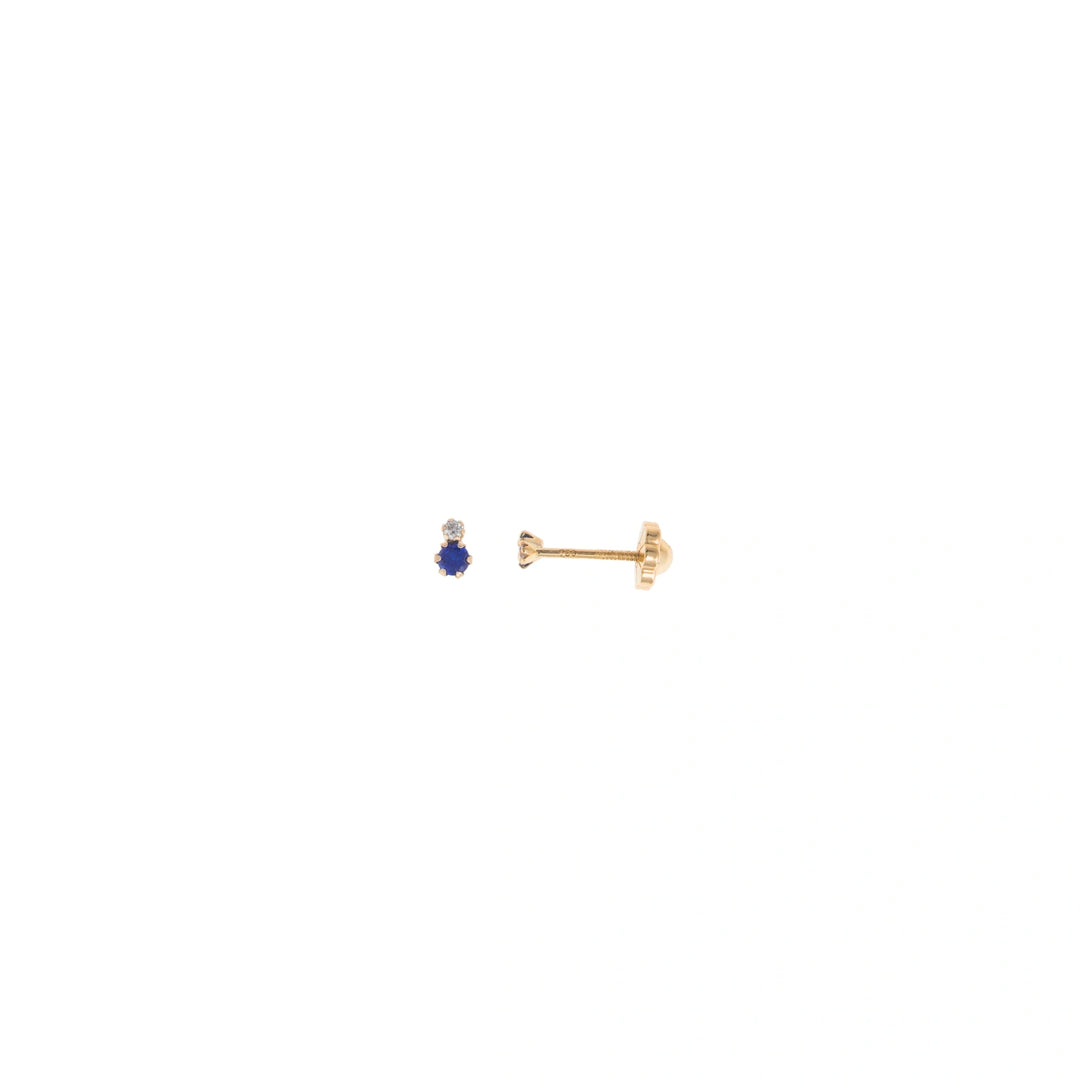 Children’s gold-plated silver mini studs with sapphire and diamond Salvatore Plata