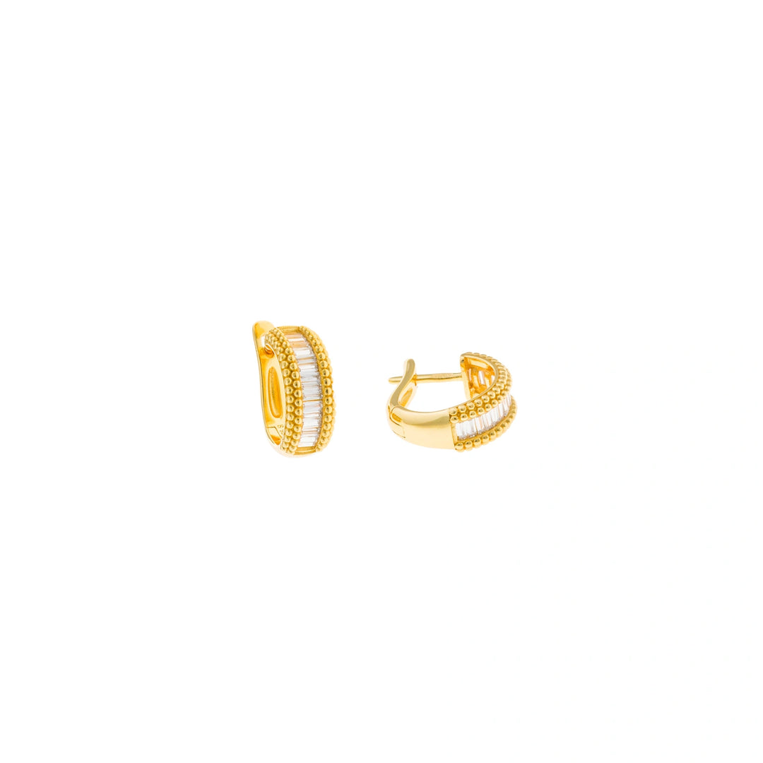 Gold-plated silver hoops with baguette CZ Salvatore Plata