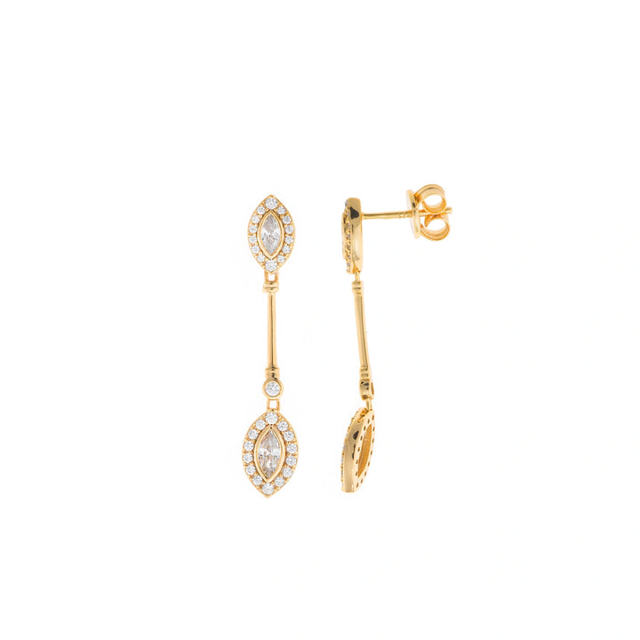 Gold-plated silver drop earrings with white CZ Salvatore Plata