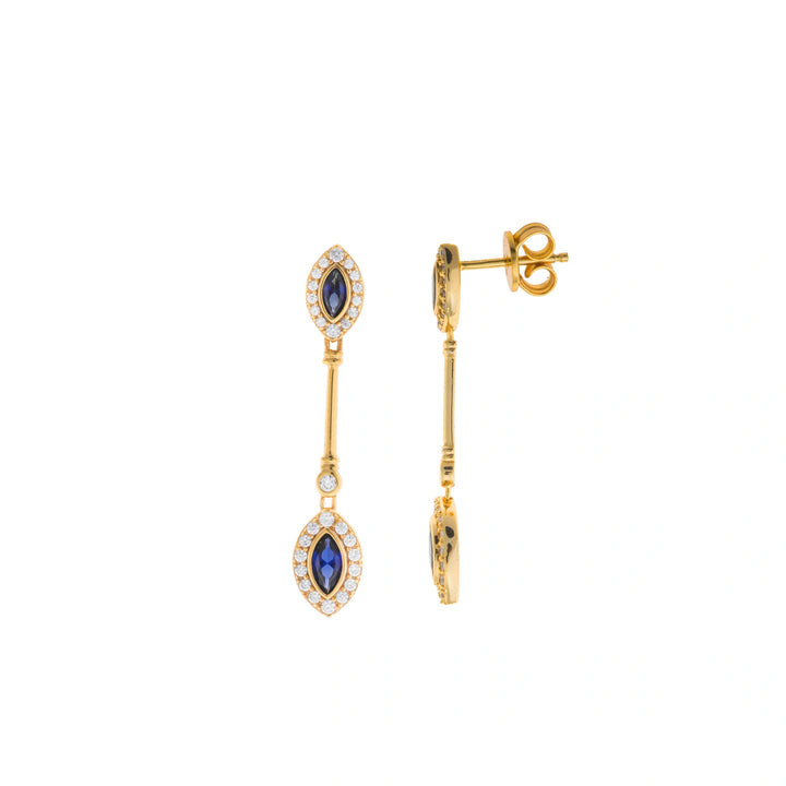 Gold-plated silver drop earrings with blue CZ Salvatore Plata 136A0827